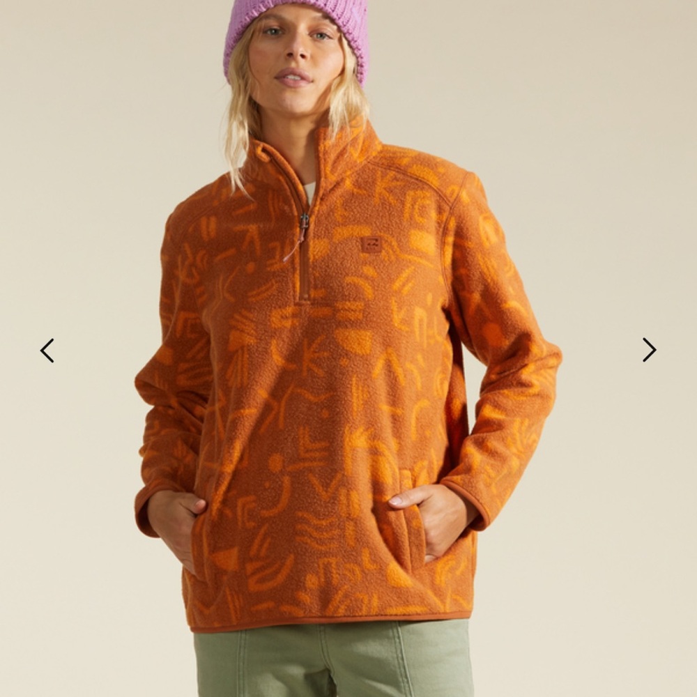Billabong Adventure Division Quarter Zip Orange Fleece - Picture 2 of 13